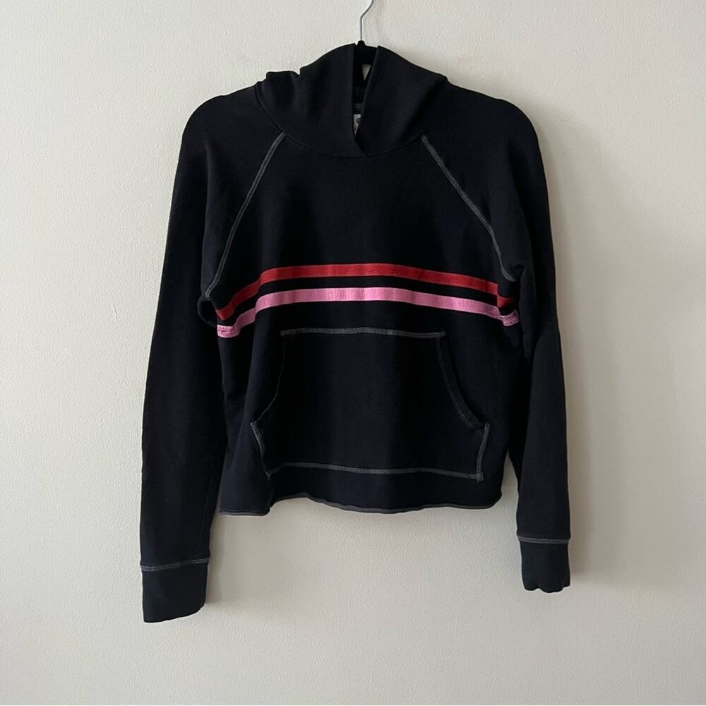 Sundry Black Striped Hooded Sweatshirt